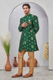 Indian Designer Wedding Wear Jacquard Fabric Indo-Western Sherwani Pajama Set For Men
