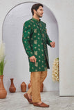 Indian Designer Wedding Wear Jacquard Fabric Indo-Western Sherwani Pajama Set For Men