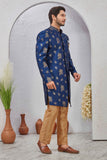 Indian Designer Wedding Wear Jacquard Fabric Indo-Western Sherwani Pajama Set For Men