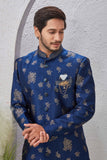 Indian Designer Wedding Wear Jacquard Fabric Indo-Western Sherwani Pajama Set For Men