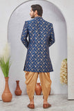 Indian Designer Wedding Wear Jacquard Fabric Indo-Western Sherwani Pajama Set For Men