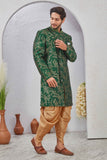Indian Designer Wedding Wear Jacquard Fabric Indo-Western Sherwani Pajama Set For Men
