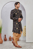 Indian Designer Wedding Wear Jacquard Fabric Indo-Western Sherwani Pajama Set For Men