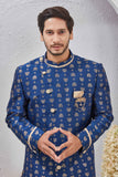 Indian Designer Wedding Wear Jacquard Fabric Indo-Western Sherwani Pajama Set For Men
