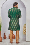 Indian Designer Wedding Wear Jacquard Fabric Indo-Western Sherwani Pajama Set For Men