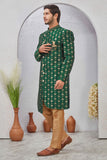 Indian Designer Wedding Wear Jacquard Fabric Indo-Western Sherwani Pajama Set For Men