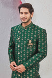 Indian Designer Wedding Wear Jacquard Fabric Indo-Western Sherwani Pajama Set For Men