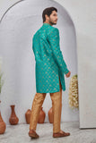 Indian Designer Wedding Wear Jacquard Fabric Indo-Western Sherwani Pajama Set For Men