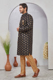 Indian Designer Wedding Wear Jacquard Fabric Indo-Western Sherwani Pajama Set For Men