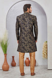 Indian Designer Wedding Wear Jacquard Fabric Indo-Western Sherwani Pajama Set For Men