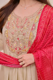 Cream Embellished Silk Kurta Pant Set with Dupatta