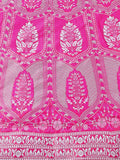 Magenta & Lavender Ajrakh Print Lehenga Set with Puff Sleeve Blouse