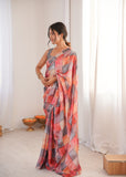 Multicolor Printed Saree with Mirror Border Lightweight Festive Wear Saree