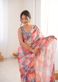 Multicolor Printed Saree with Mirror Border Lightweight Festive Wear Saree