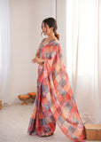 Multicolor Printed Saree with Mirror Border Lightweight Festive Wear Saree