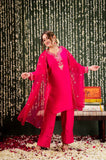 Pink Embellished Chanderi Kurta Set with Dupatta