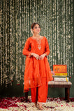 Orange Embellished Chanderi Kurta Set with Dupatta