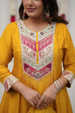 Yellow Embroidered Chanderi Kurta Pant Set with Dupatta