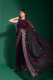 Plum Purple Embroidered Saree with Scallop Border Elegant Festive Wear