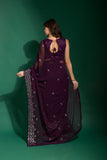 Plum Purple Embroidered Saree with Scallop Border Elegant Festive Wear