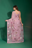 Pink Designer Georgette Saree with Heavy Sequin Floral Embroidery