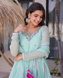 Sea Green Embroidered Kurta Set with Dupatta