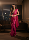 Pink Satin Silk Saree for Evening & Festive Ready to Wear Saree