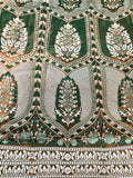 Emerald Green Ajrakh Print Lehenga Set with Off-Shoulder Puff Sleeve Blouse