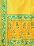 Lime Yellow Ajrakh Print Lehenga Set with Off-Shoulder Puff Sleeve Blouse