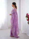 Galaxy Onion Organza Saree with Silver Sequin Embroidery