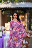 Wine Floral Printed Georgette Ready to Wear Saree with Pearl Border