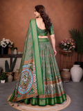 Green Banarasi Silk Half Saree Lehenga Choli, South Indian Langa Voni Set