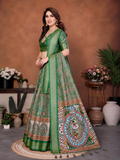 Green Banarasi Silk Half Saree Lehenga Choli, South Indian Langa Voni Set