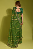 Royal Envy Green Saree with Gold Foil Buti & Lace Border