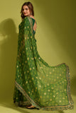 Royal Envy Green Saree with Gold Foil Buti & Lace Border