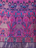 Elegant Pink Brocade Lehenga with Designer Blouse & Navy Dupatta