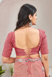 Elegant Peach Organza Saree with Floral Embroidered Border