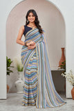 Multicolor Pastel Striped Saree with Subtle Gold Border Elegant Daily & Festive Wear