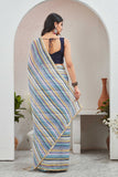 Multicolor Pastel Striped Saree with Subtle Gold Border Elegant Daily & Festive Wear