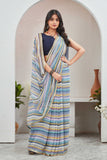 Multicolor Pastel Striped Saree with Subtle Gold Border Elegant Daily & Festive Wear