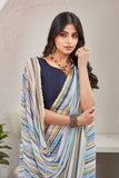 Multicolor Pastel Striped Saree with Subtle Gold Border Elegant Daily & Festive Wear