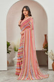 Multicolor Pastel Striped Saree with Subtle Gold Border Elegant Daily & Festive Wear