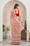 Multicolor Pastel Striped Saree with Subtle Gold Border Elegant Daily & Festive Wear