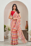 Multicolor Pastel Striped Saree with Subtle Gold Border Elegant Daily & Festive Wear