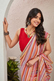 Multicolor Pastel Striped Saree with Subtle Gold Border Elegant Daily & Festive Wear