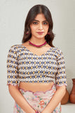 Graceful Light Pink Floral Printed Saree with Contrasting Designer Blouse