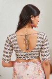 Graceful Light Pink Floral Printed Saree with Contrasting Designer Blouse