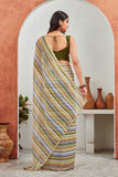 Multicolor Pastel Striped Saree with Subtle Gold Border Elegant Daily & Festive Wear