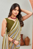 Multicolor Pastel Striped Saree with Subtle Gold Border Elegant Daily & Festive Wear