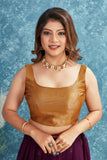 Wine Embroidered Lehenga with Mustard Yellow Blouse Festive Ethnic Wear